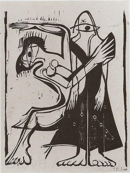 Ernst Ludwig Kirchner Mask-dance - woodcut